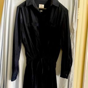 Black laser cut trim shirt dress